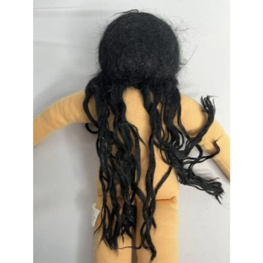 Sara McDonald Waldorf Lily Doll Black Eyes Long Black Mohair Hearth Song Heart